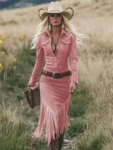 Robe Longue Effet Daim Luxe – Ceinture Incluse