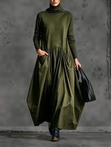 Noémie robe longue oversize verte – vue de face
