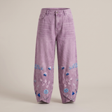 Noëlle – Pantalon brodé de fleurs