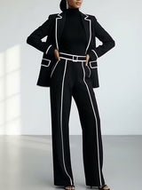 Odette ensemble blazer et pantalon noir – vue de face, veste ouverte