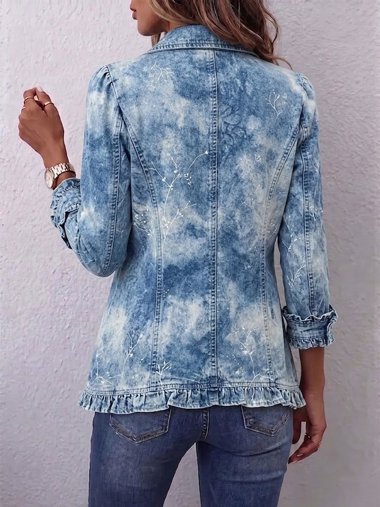 Jeanne™ | Veste bohème imprimée botanique vintage dégradée et volants
