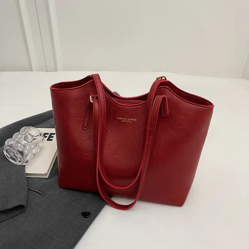 ANNE – SAC CABAS ROUGE CLASSIQUE