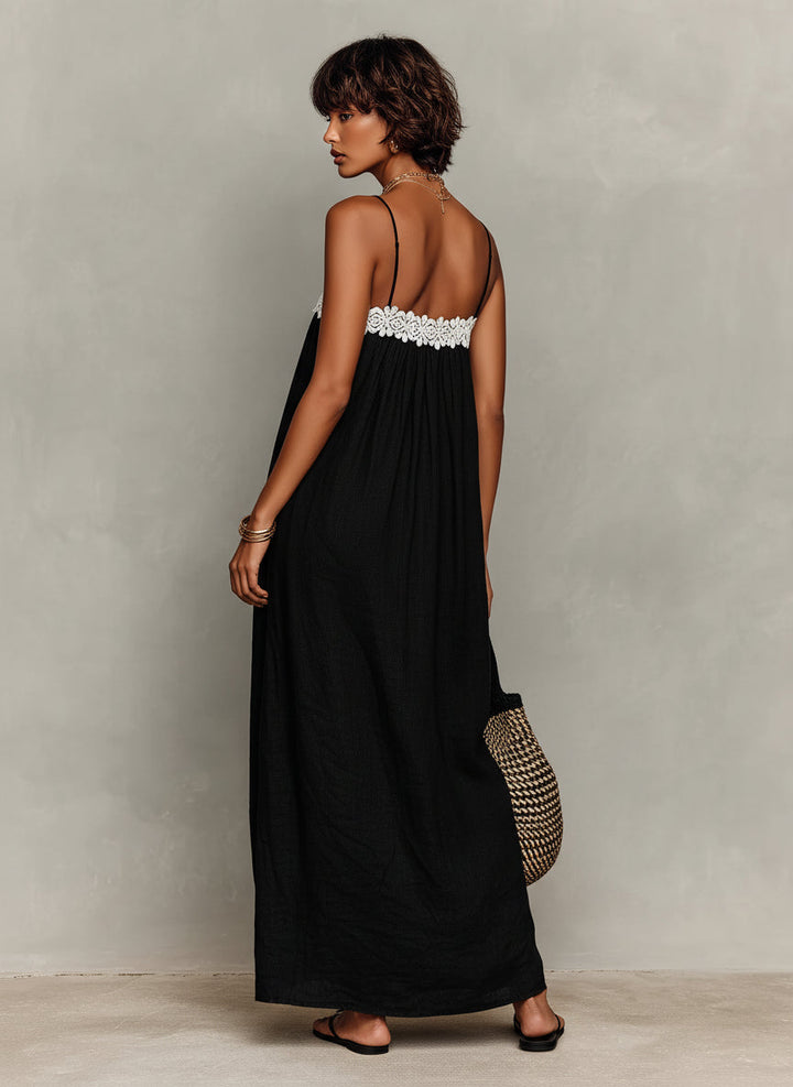 Amélie | Robe longue fluide à dentelle florale