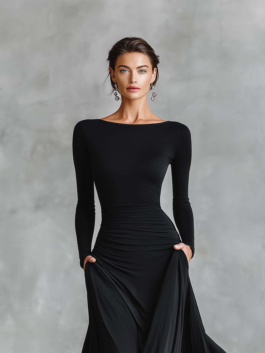 Seraphine – Robe maxi sculpturale fluide