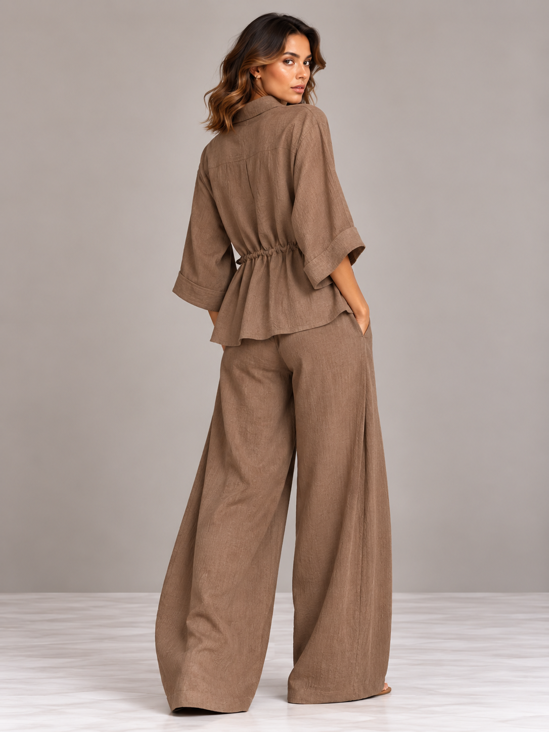 Camille | Ensemble fluide élégant avec taille ajustable et coupe moderne