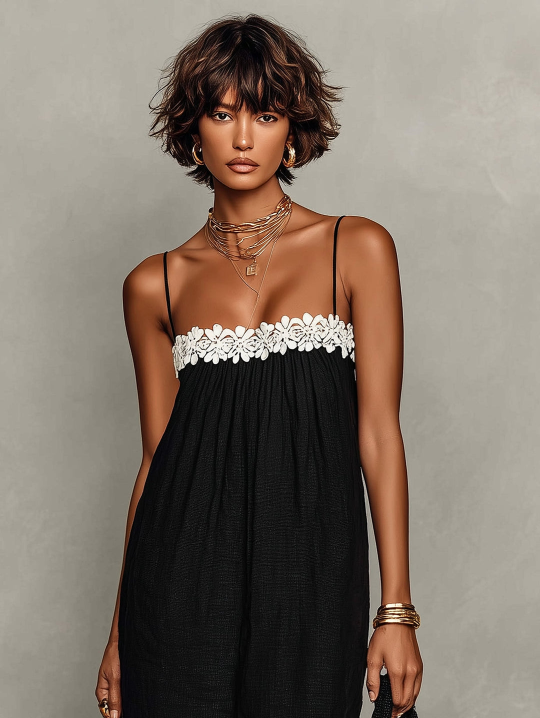 Amélie | Robe longue fluide à dentelle florale