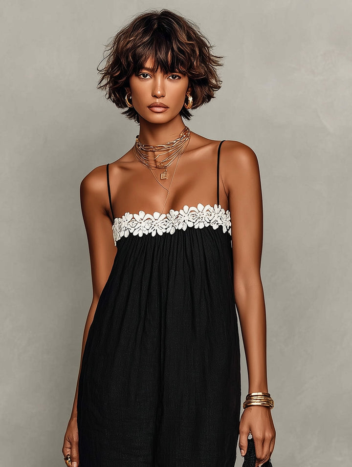 Amélie | Robe longue fluide à dentelle florale