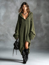 Camille robe midi en maille verte – vue de face