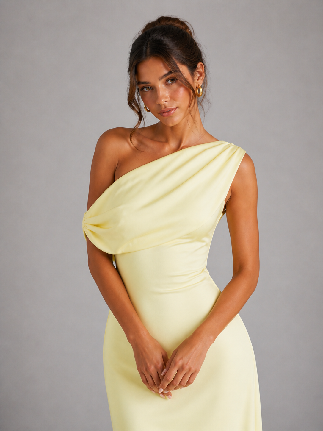CIELA - ROBE LONGUE SATINÉE ASYMÉTRIQUE