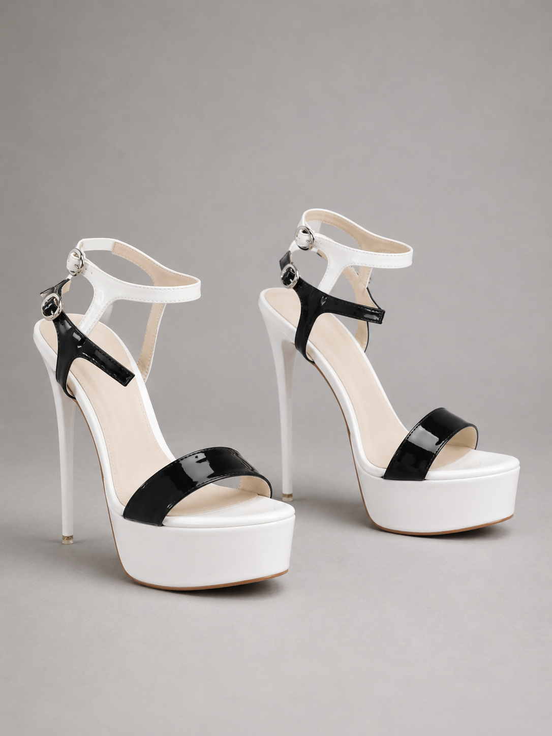 VERTIGE - SANDALES PLATEFORME BICOLORES NOIR ET BLANC