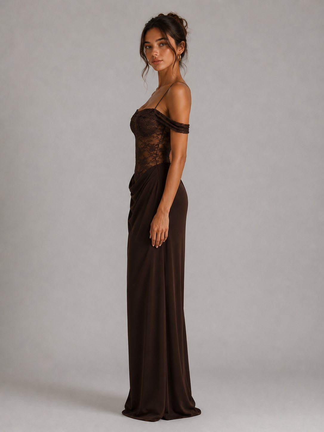 CAMILLE - ROBE LONGUE EN DENTELLE ÉPAULES DÉNUDÉES