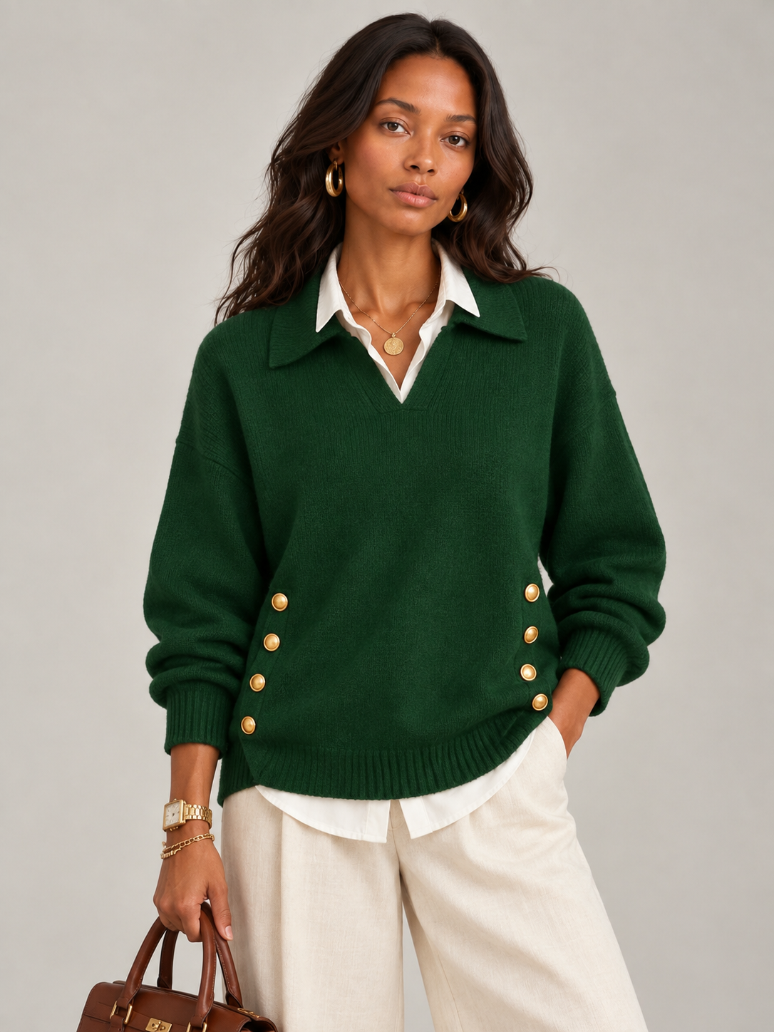Valentine™ | Pull avec col polo et boutons