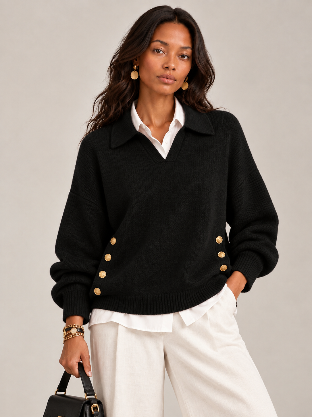 Valentine™ | Pull avec col polo et boutons