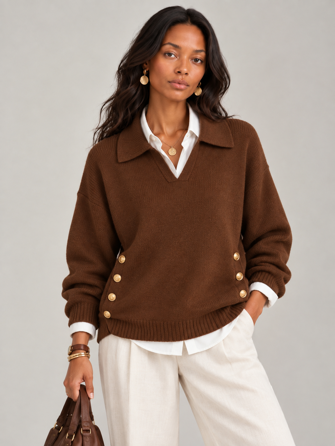 Valentine™ | Pull avec col polo et boutons