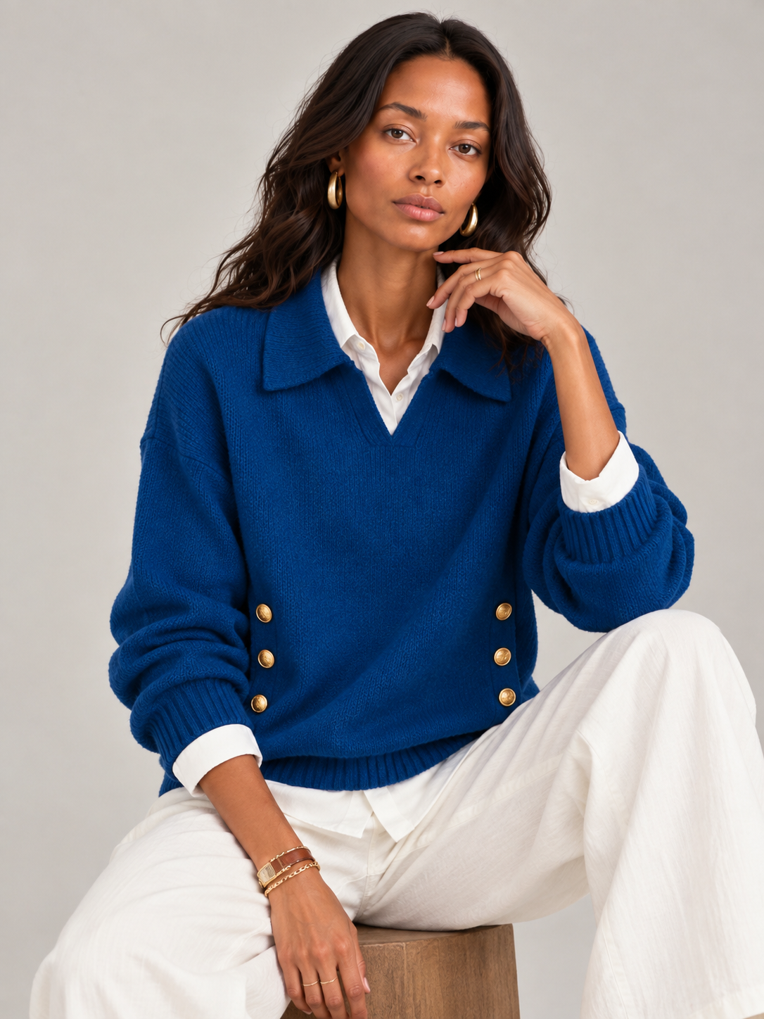 Valentine™ | Pull avec col polo et boutons