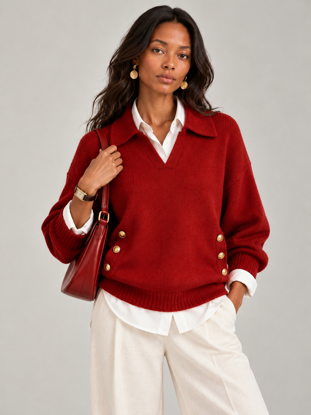 Valentine™ | Pull avec col polo et boutons
