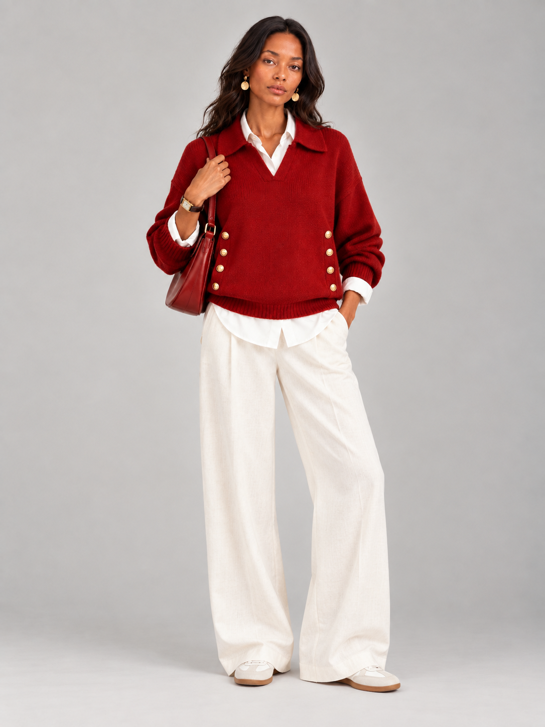 Valentine™ | Pull avec col polo et boutons