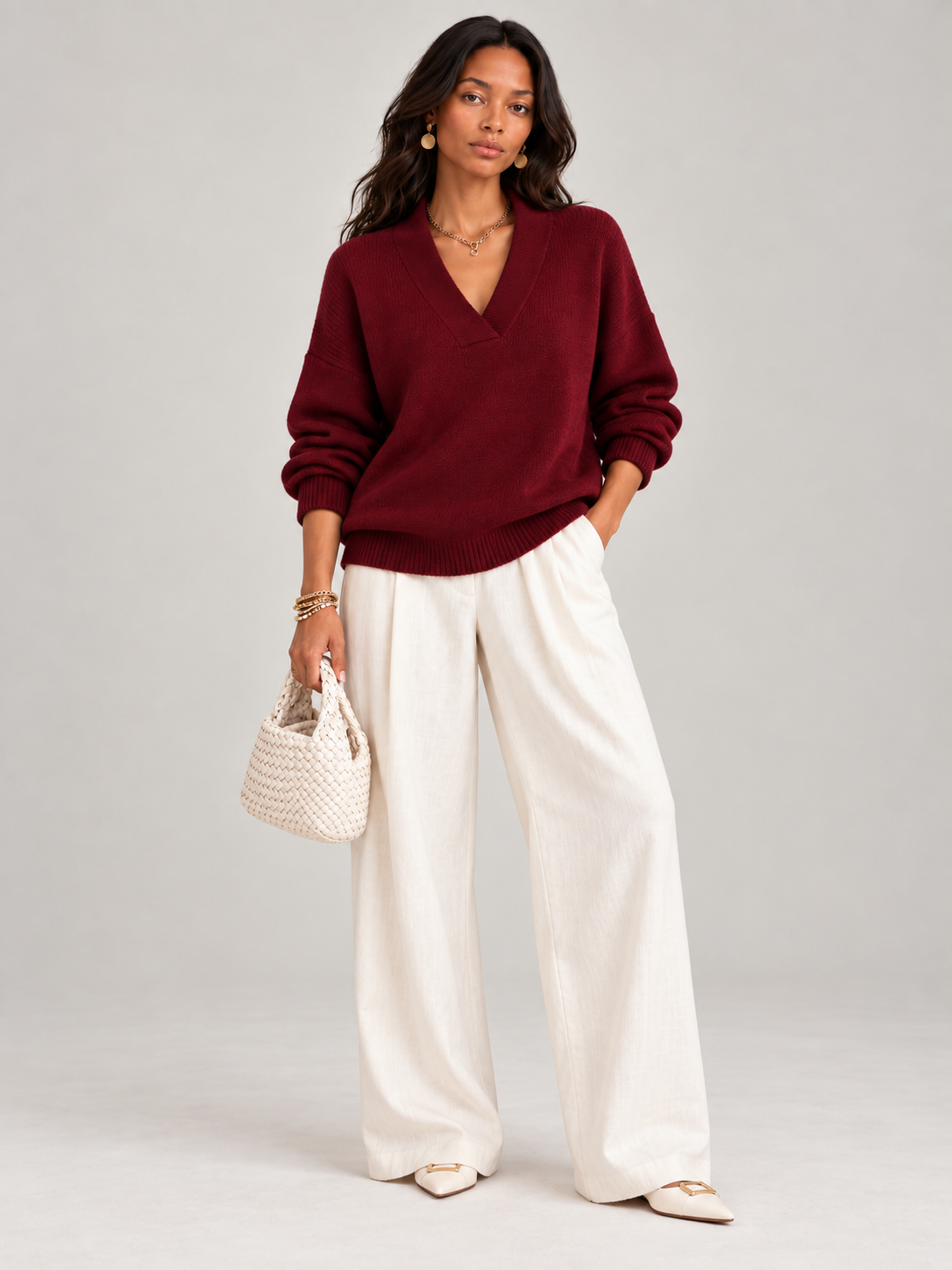 Violette™ | Pull ample avec col en V