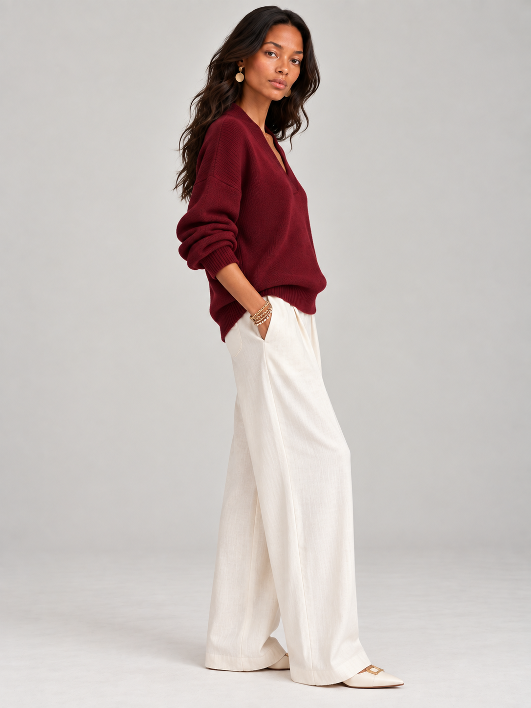 Violette™ | Pull ample avec col en V