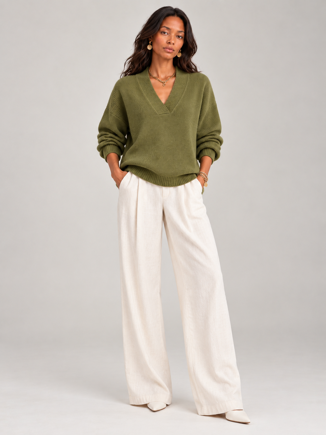 Violette™ | Pull ample avec col en V
