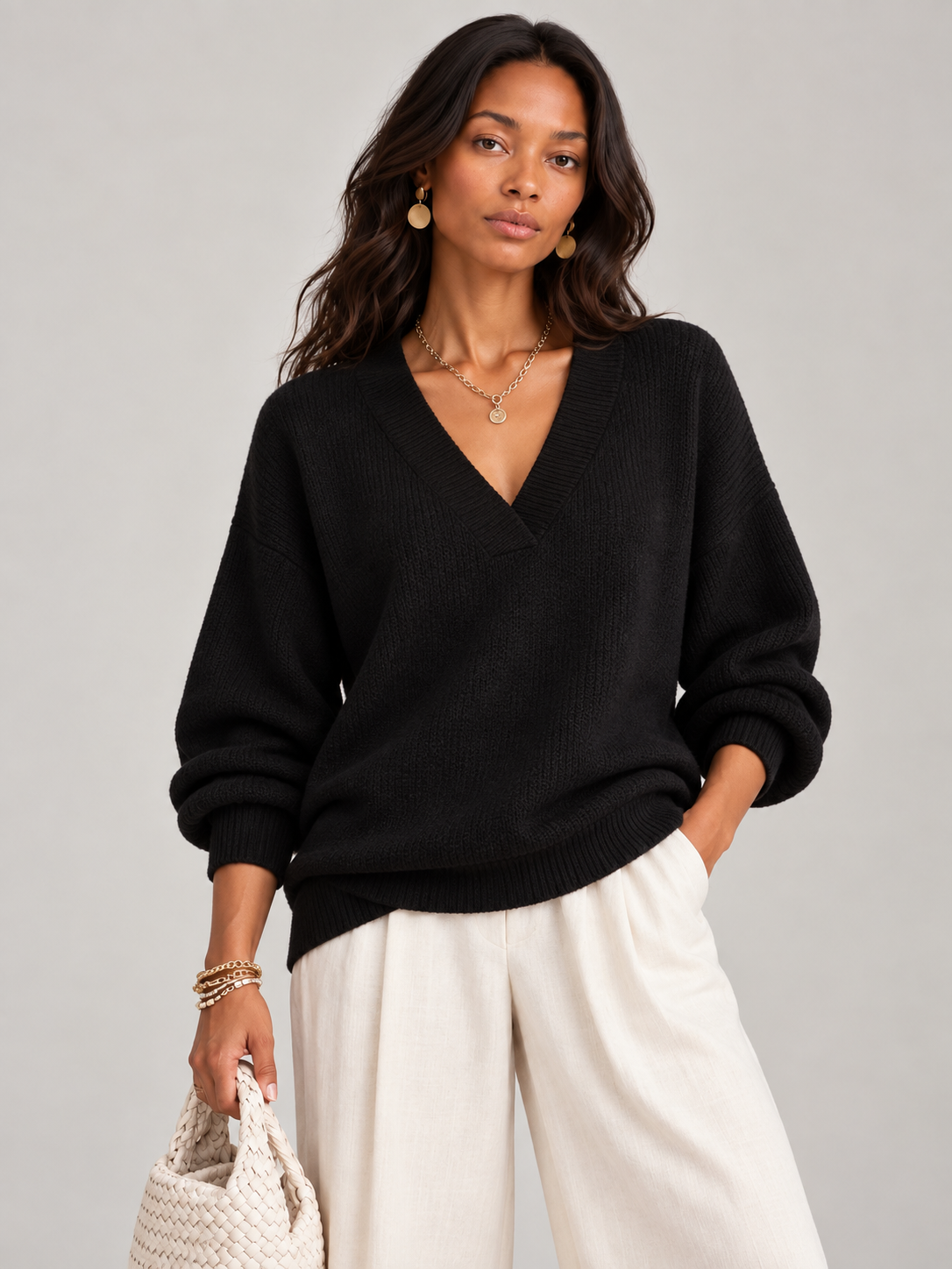Violette™ | Pull ample avec col en V