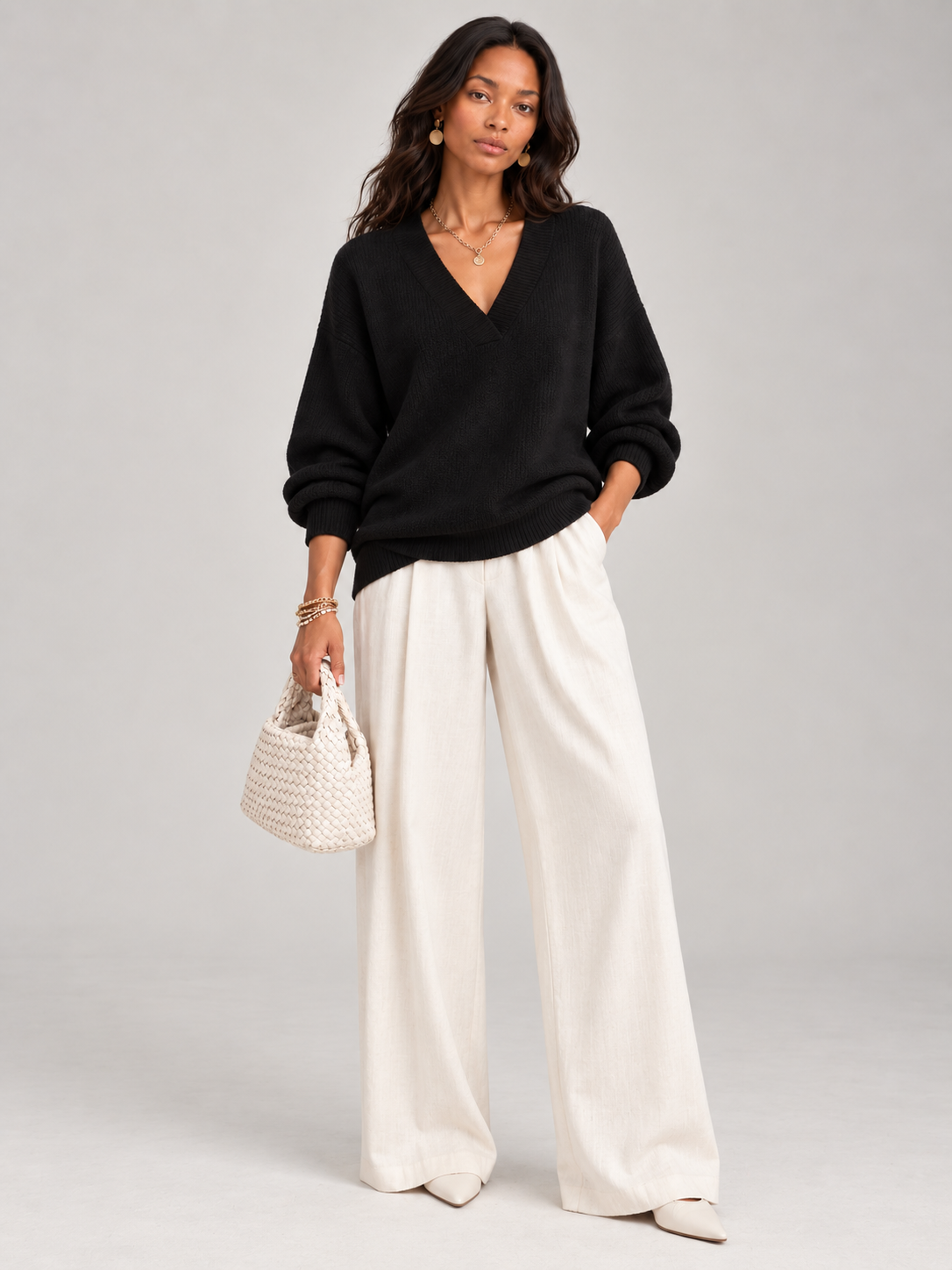 Violette™ | Pull ample avec col en V
