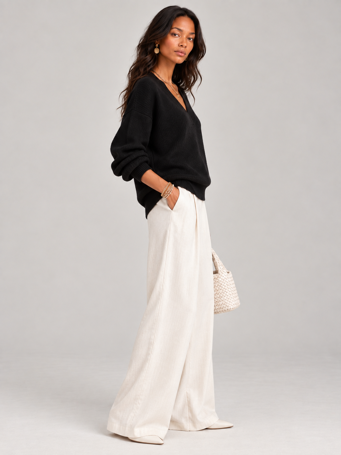 Violette™ | Pull ample avec col en V