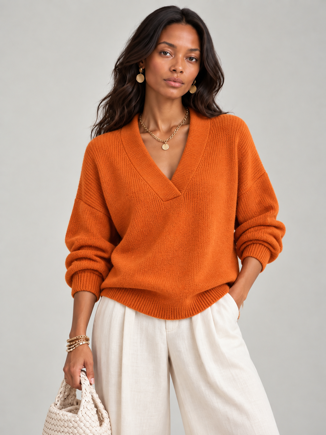 Violette™ | Pull ample avec col en V
