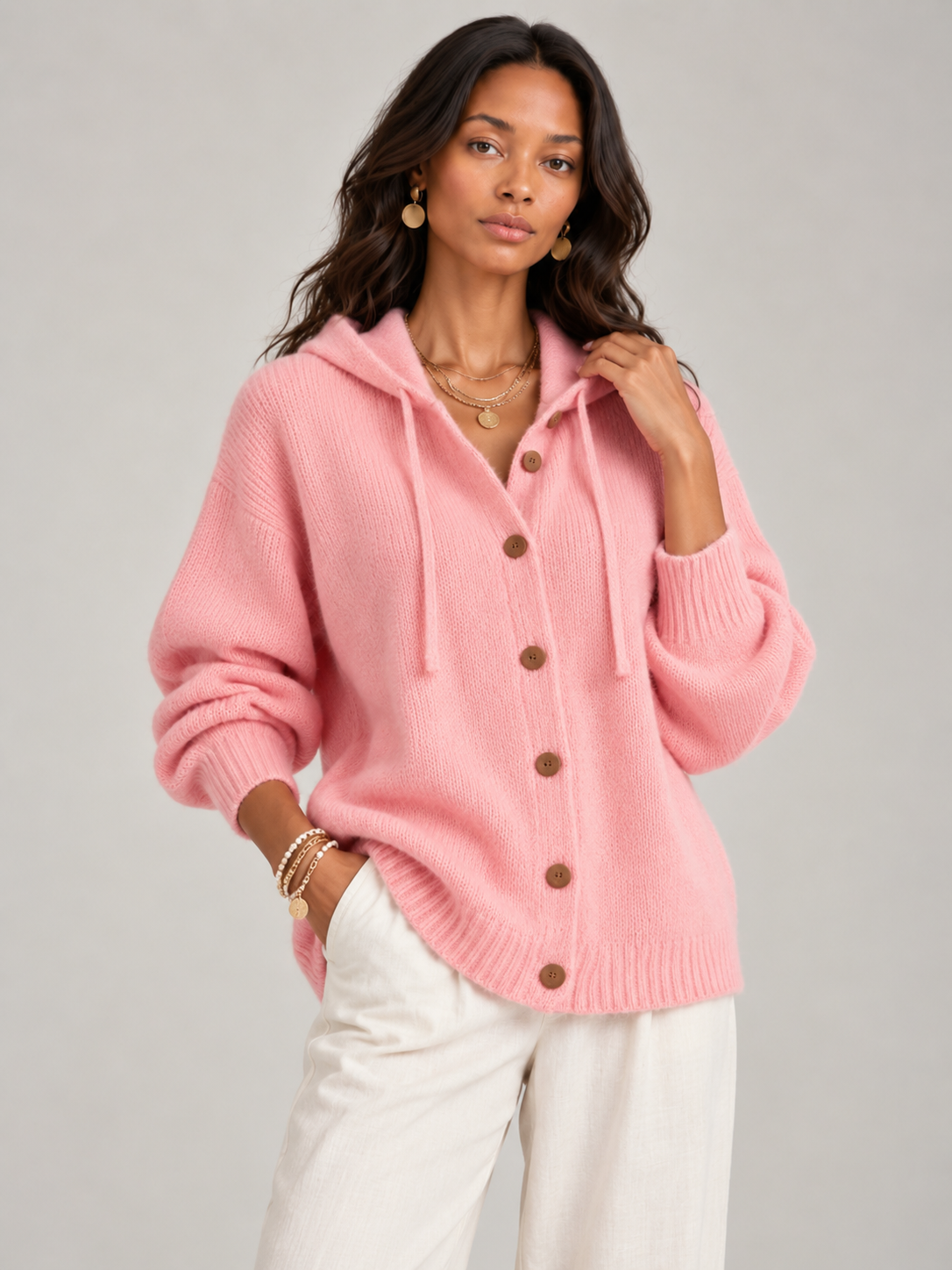 Bérénice™ | Veste en maille avec capuche et boutons