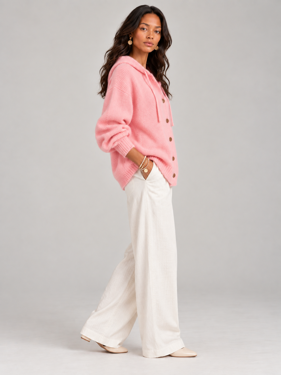 Bérénice™ | Veste en maille avec capuche et boutons
