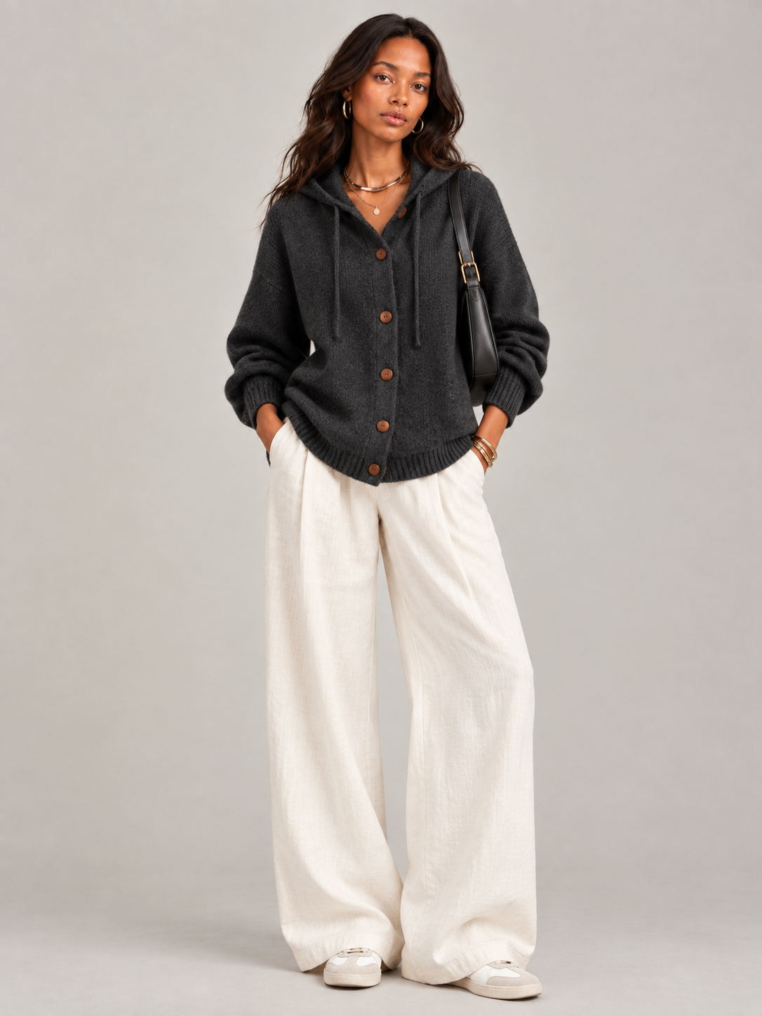 Bérénice™ | Veste en maille avec capuche et boutons