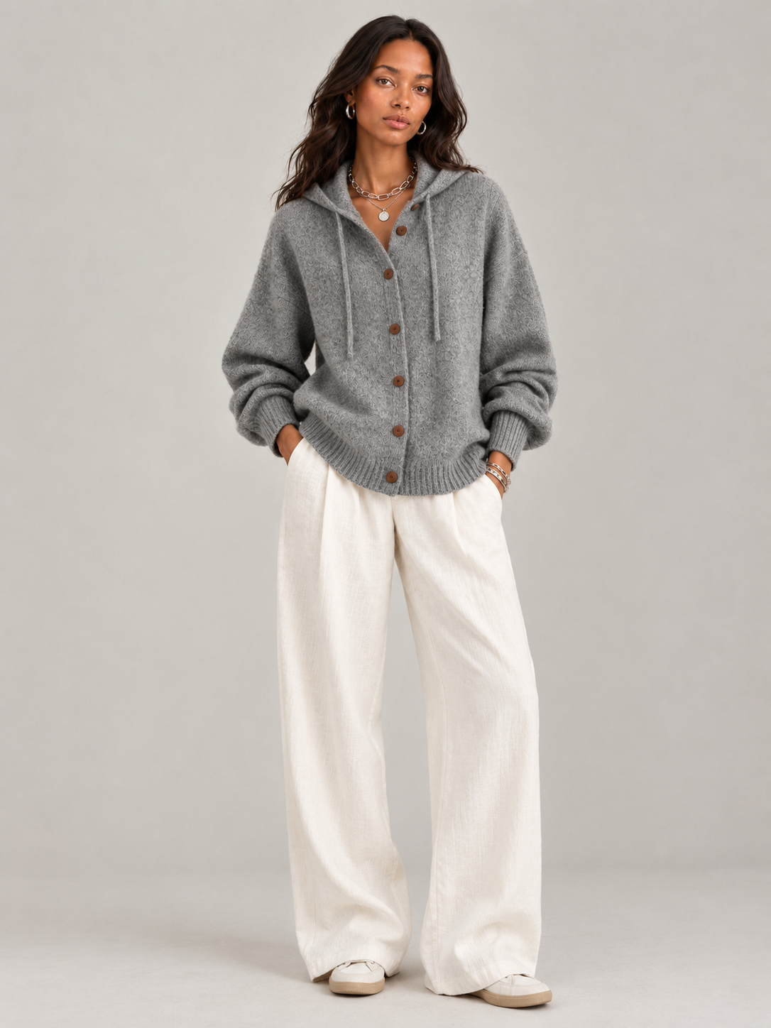 Bérénice™ | Veste en maille avec capuche et boutons