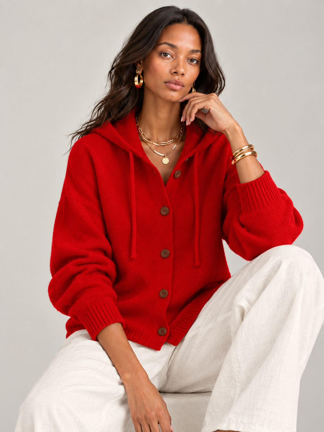 Bérénice™ | Veste en maille avec capuche et boutons