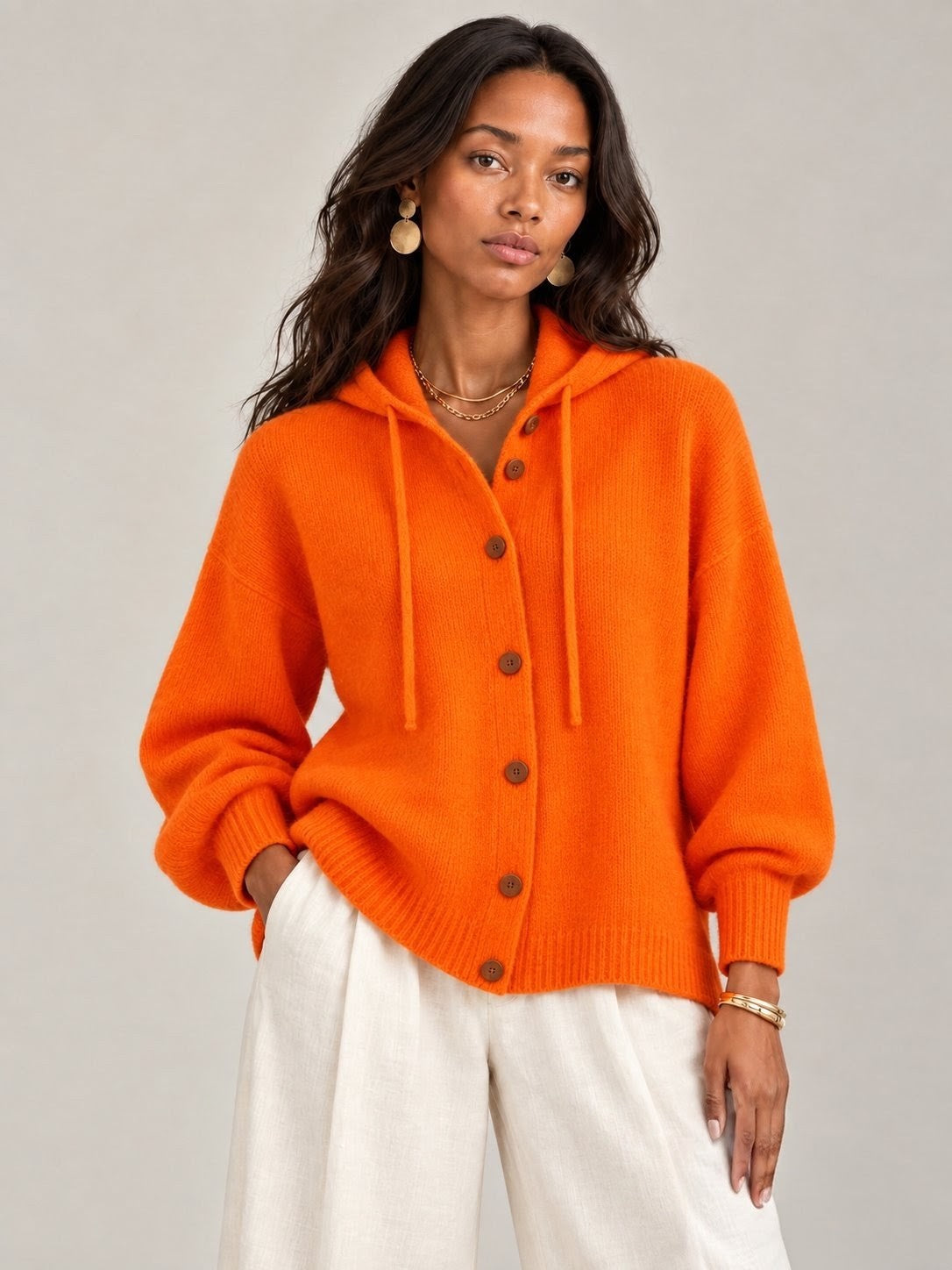 Bérénice™ | Veste en maille avec capuche et boutons
