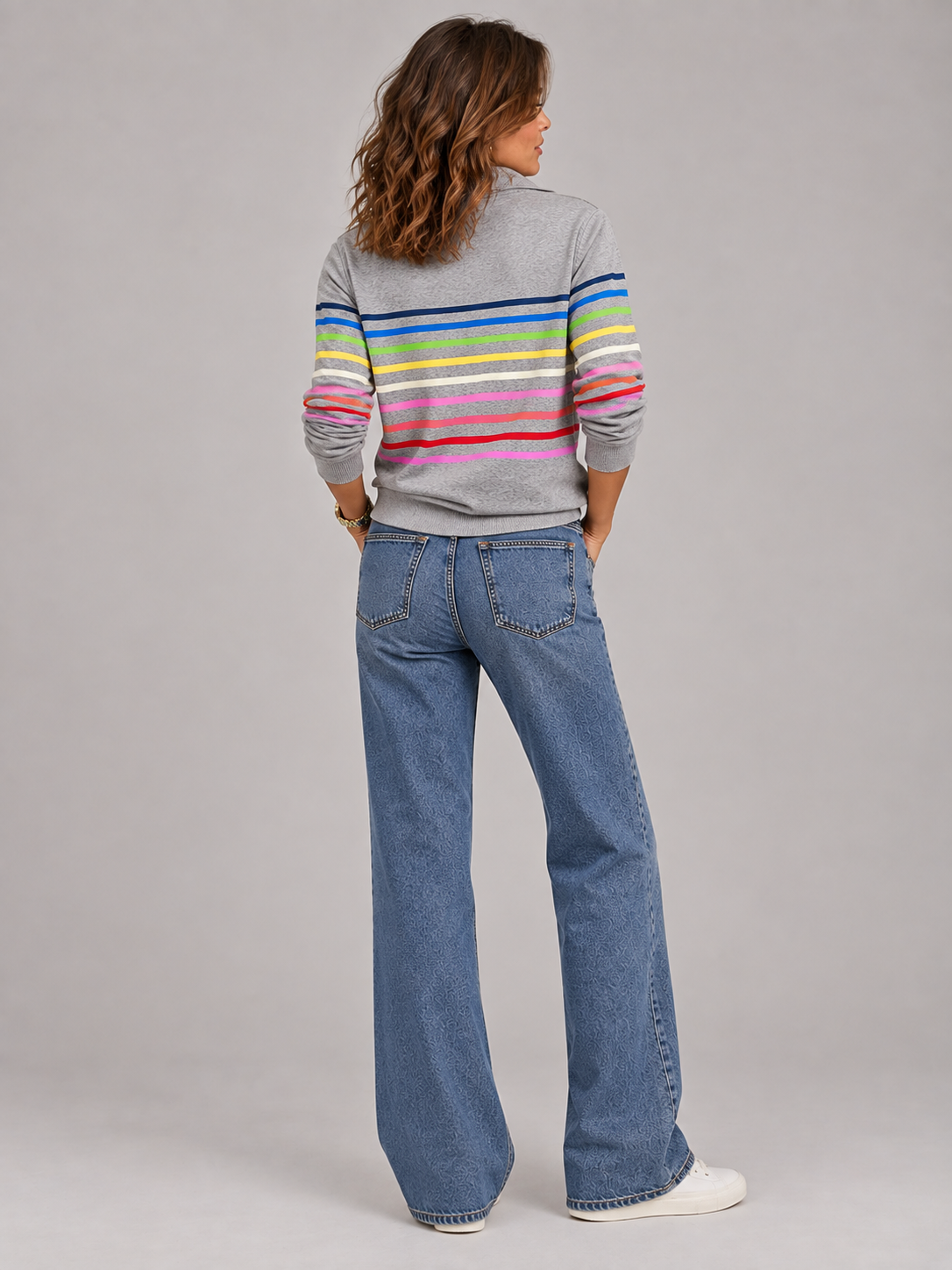 Émilie™ | Pull rayé à col zippé