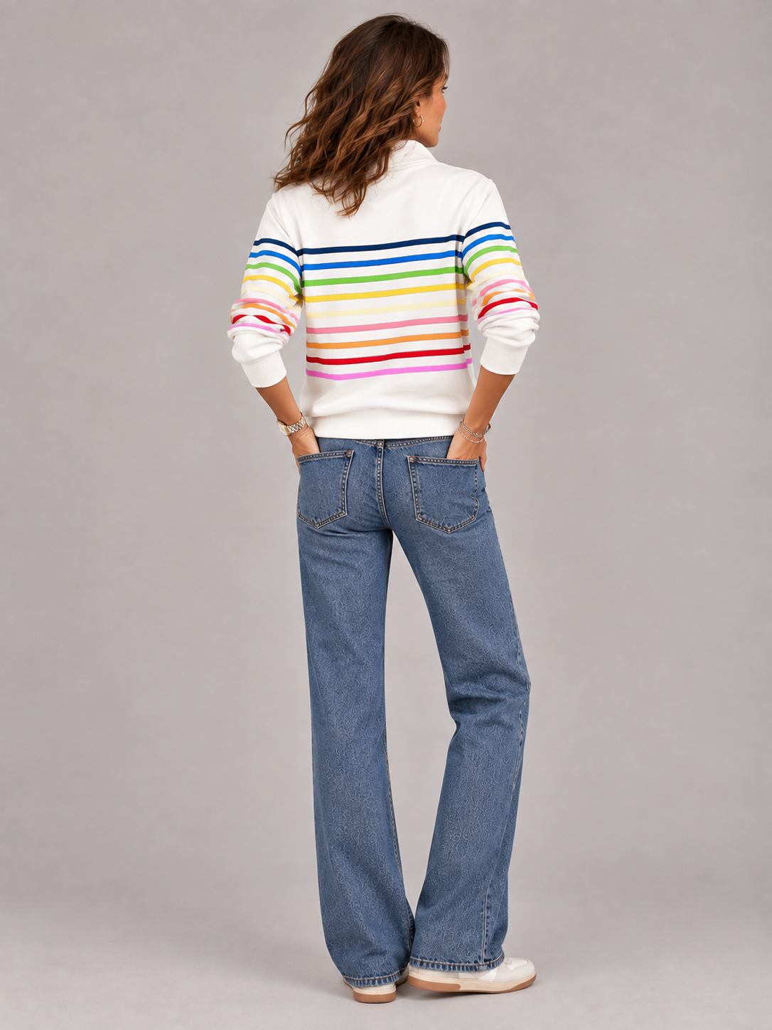 Émilie™ | Pull rayé à col zippé