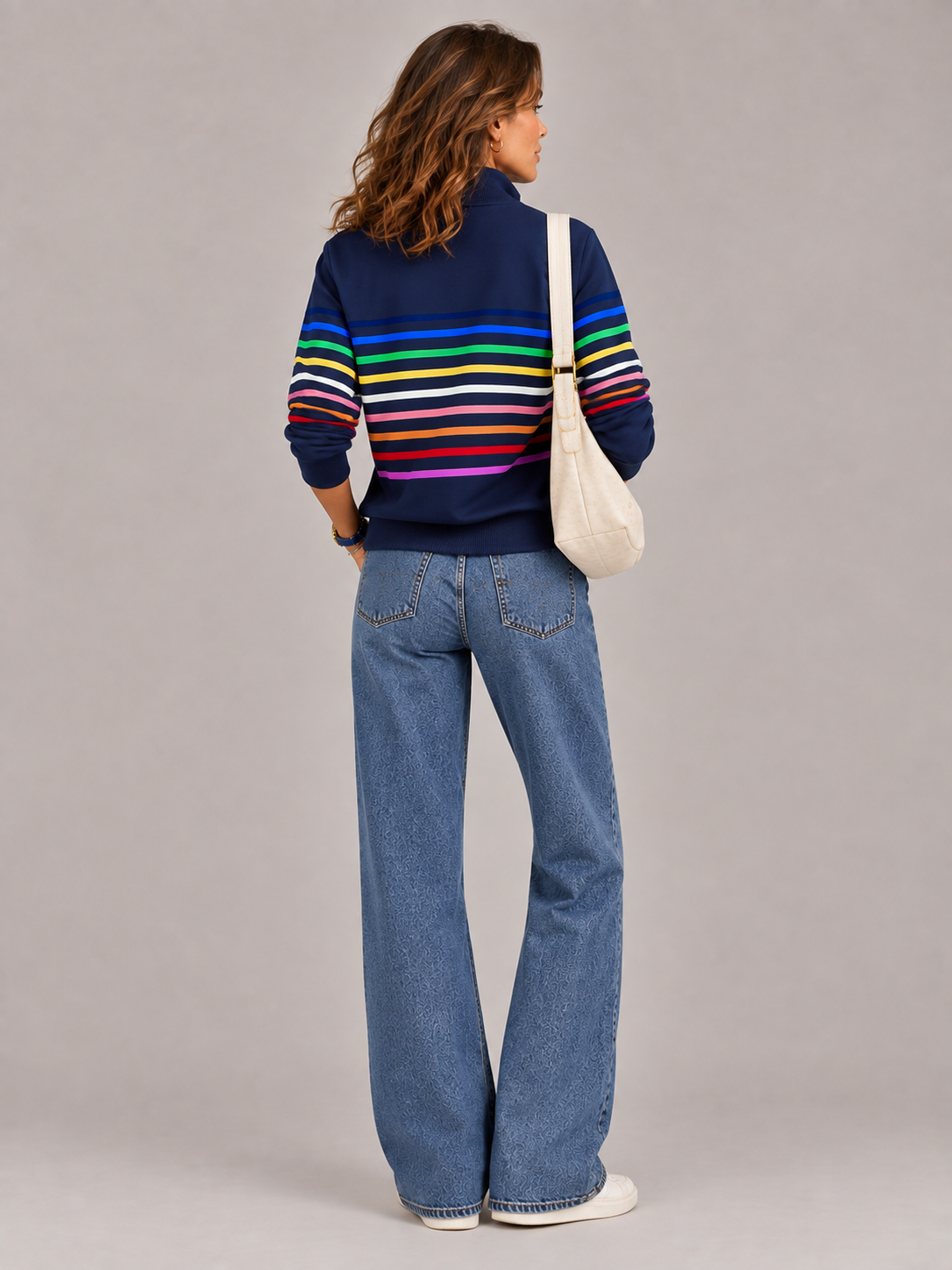 Émilie™ | Pull rayé à col zippé