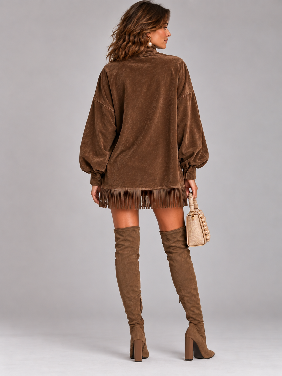 Élise™ | Pull oversize à col montant et franges