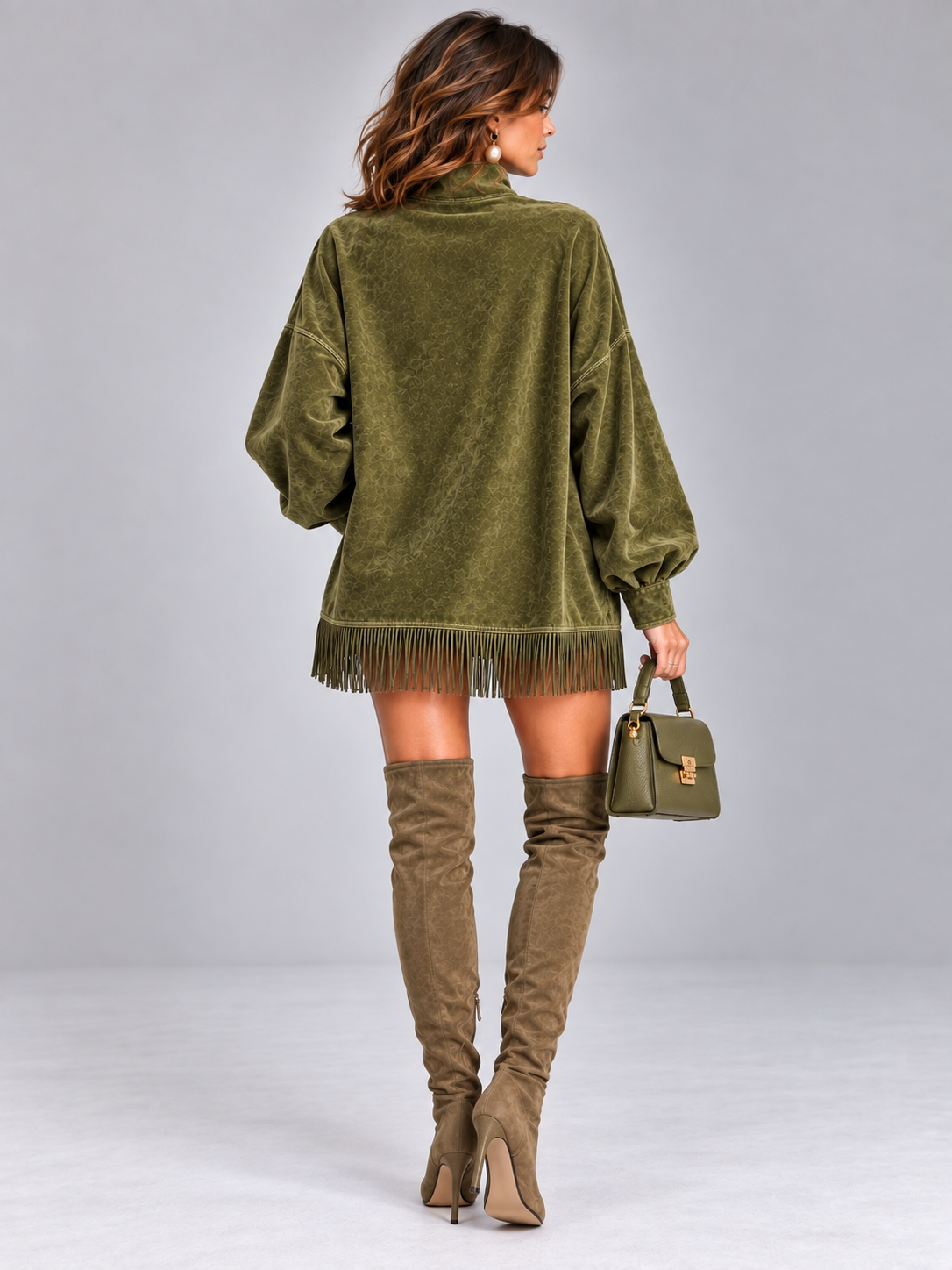 Élise™ | Pull oversize à col montant et franges