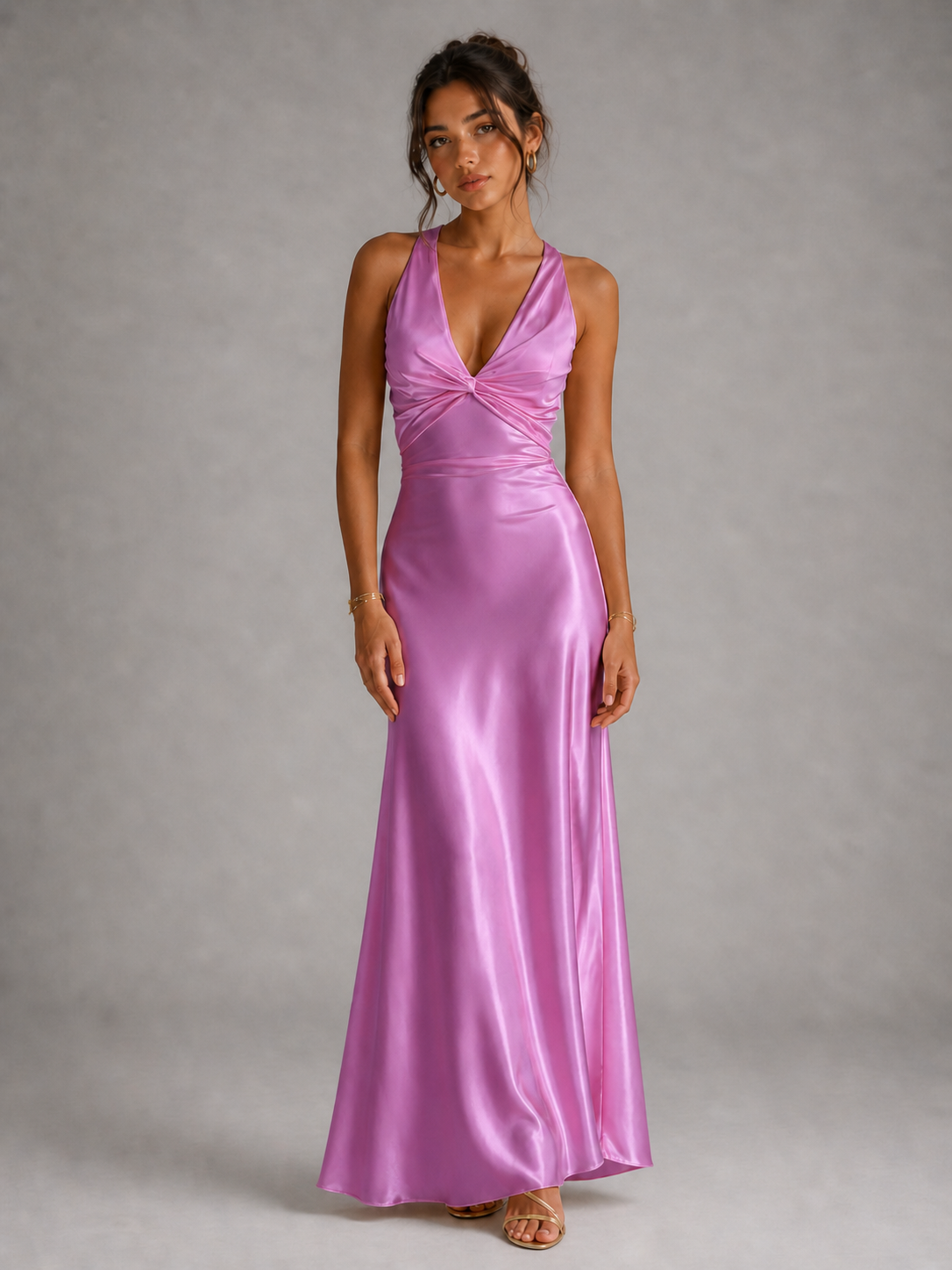 LUNÉA – ROBE LONGUE SATINÉE DOS NU