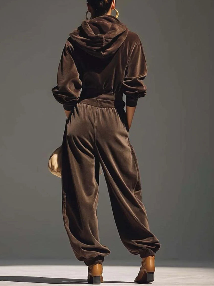 Costume élégant en velours à coupe fluide