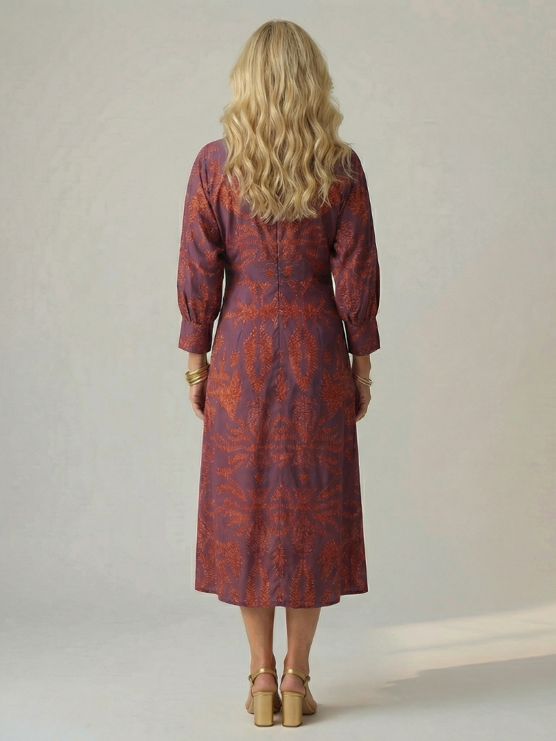 Camille | Robe midi élégante imprimée avec taille croisée et style raffiné