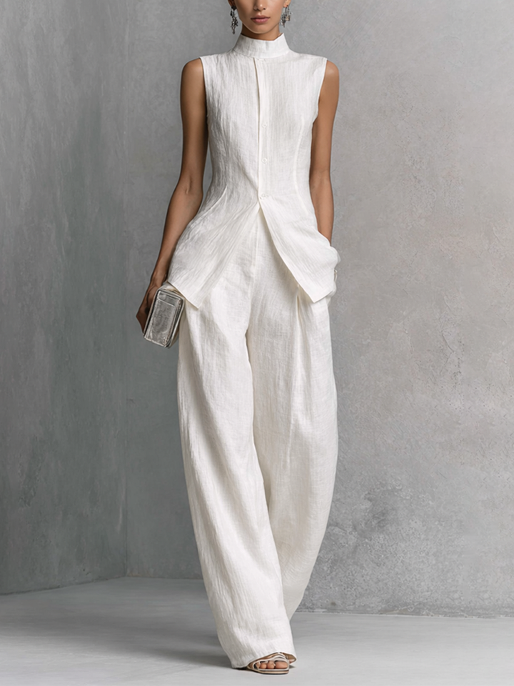Camille | Ensemble minimaliste deux pièces blanc