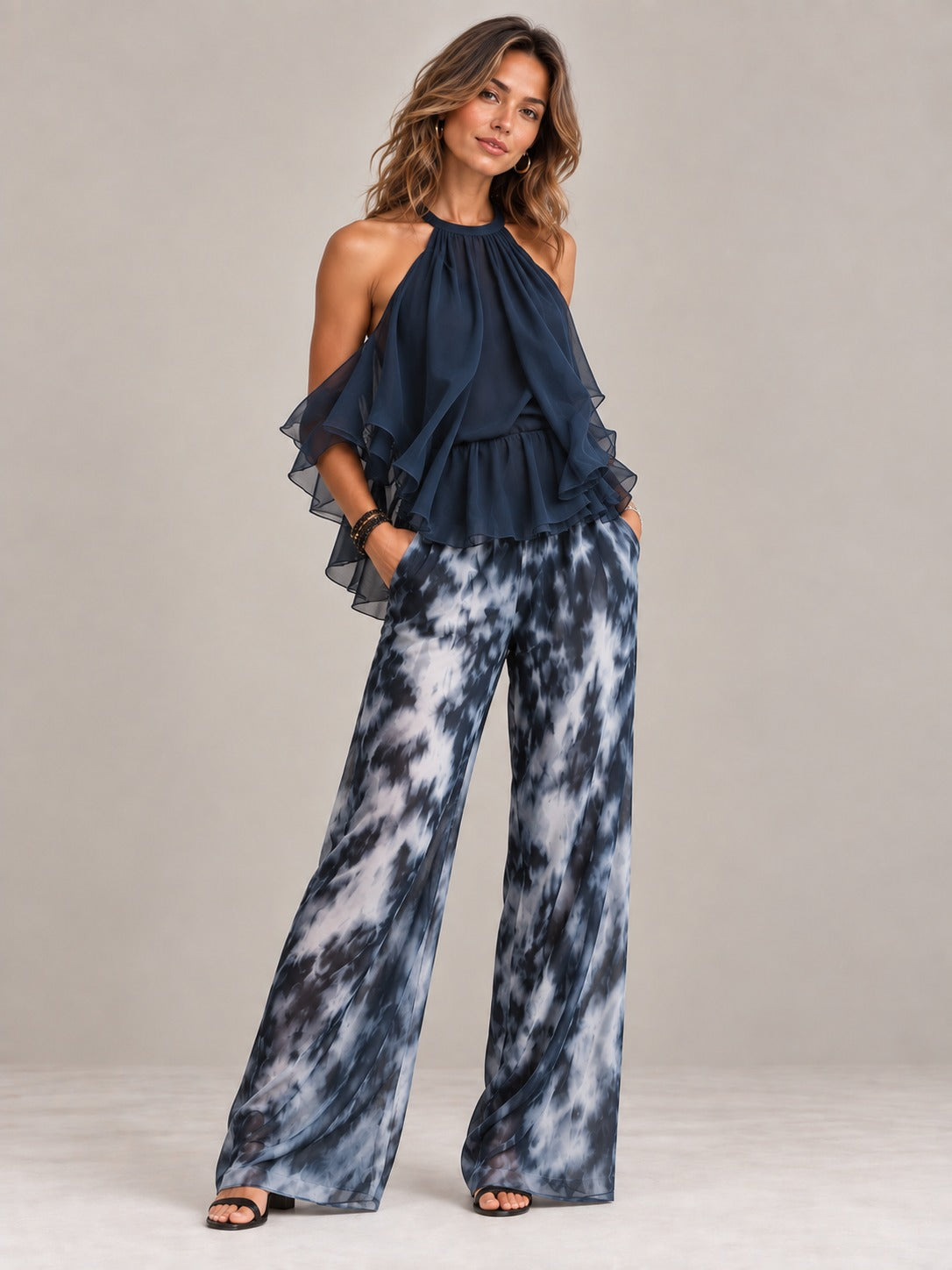 Élise | Ensemble élégant aérien avec top fluide et pantalon ample