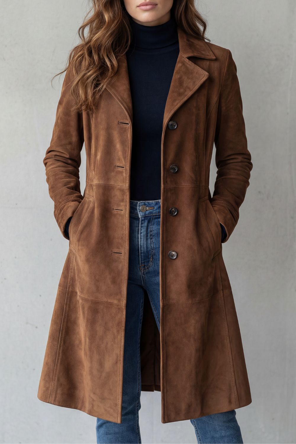 Camille manteau long effet daim vintage