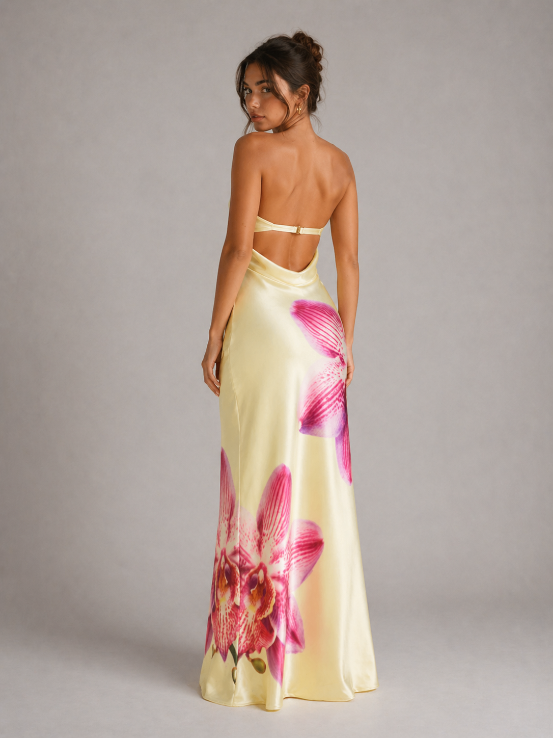 CELESTE - ROBE LONGUE ÉLÉGANTE À IMPRIMÉ ORCHIDÉE