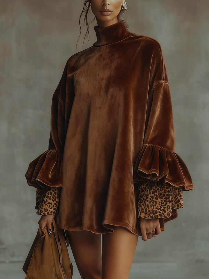 Liora – Robe mini en velours à manches statement