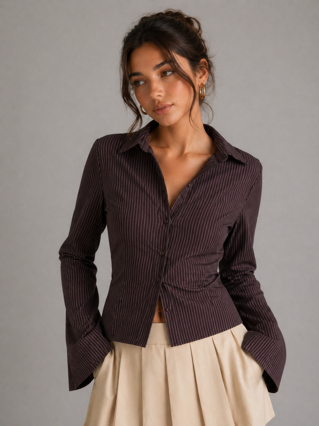 ROBEYN – CHEMISE CINTRÉE À FINES RAYURES