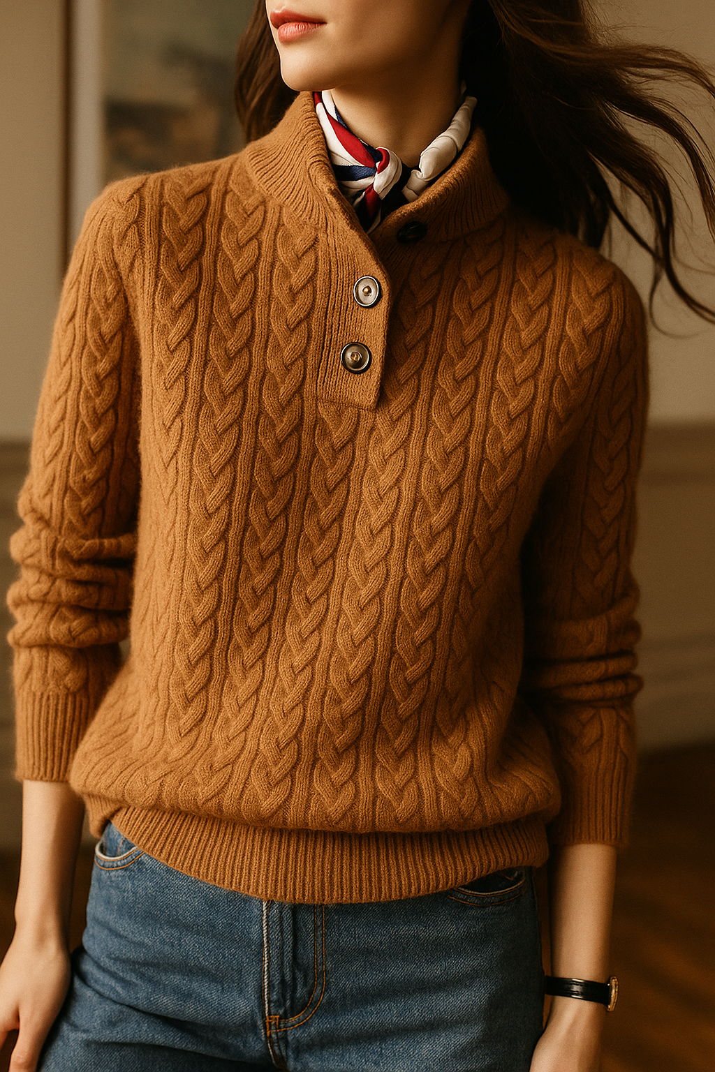 Pull en laine à torsades intemporel
