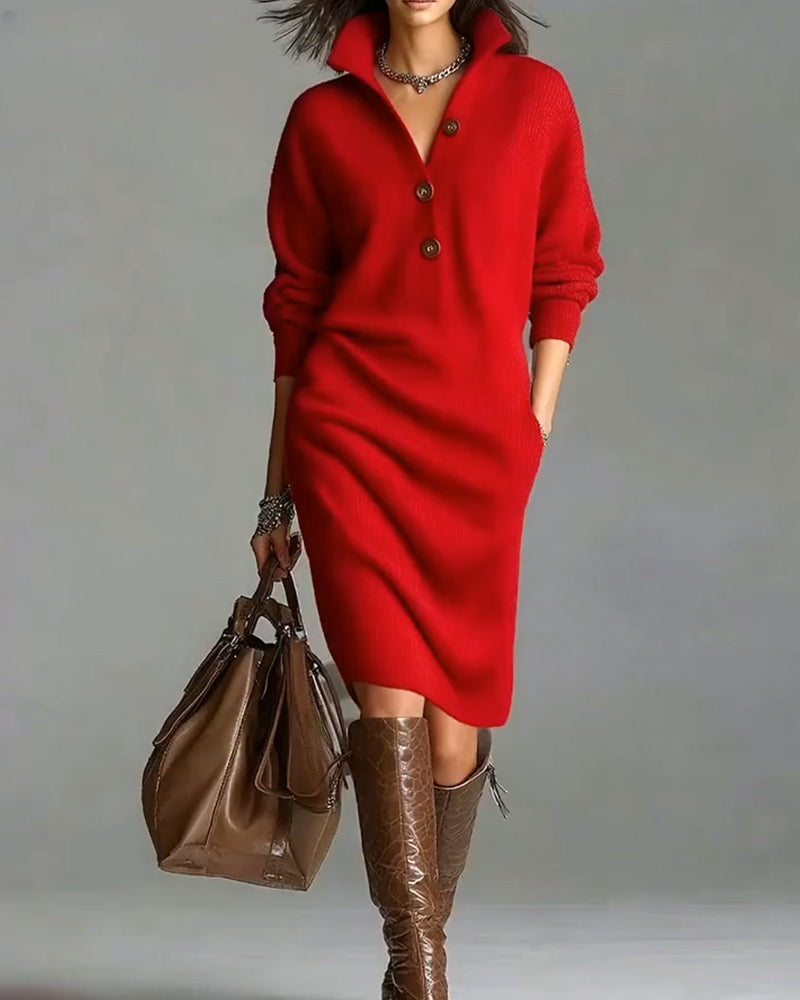Robe pull décontractée de couleur unie pour l'automne et l'hiver